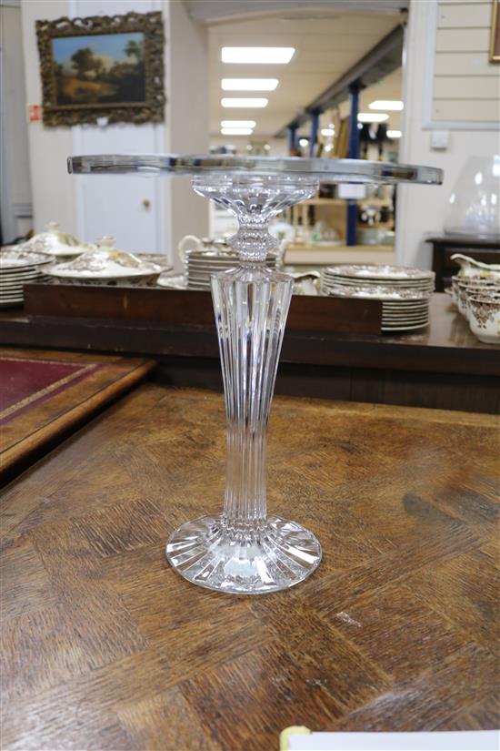 A tall Baccarat crystal cake stand, height 34cm, boxed